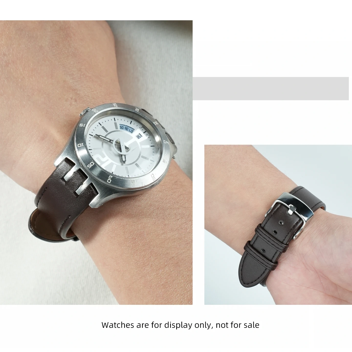 Replacement Leather Strap for Swatch YTS401 YTS402/403G YTS409 713YTB400 20mm Smooth Cowhide Band with Double Grooved Ends