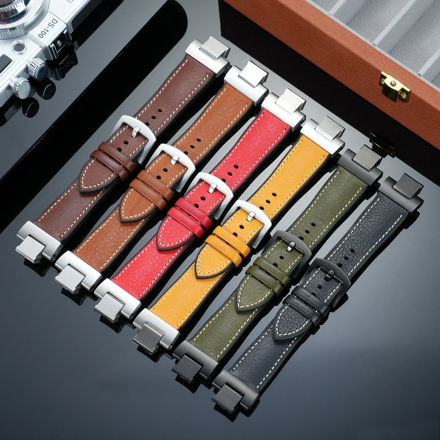 DIY Replacement Italian Leather & Rubber Hybrid Strap for Casio G-Shock GST-B400D 'Iron Heart', Waterproof Conversion Band