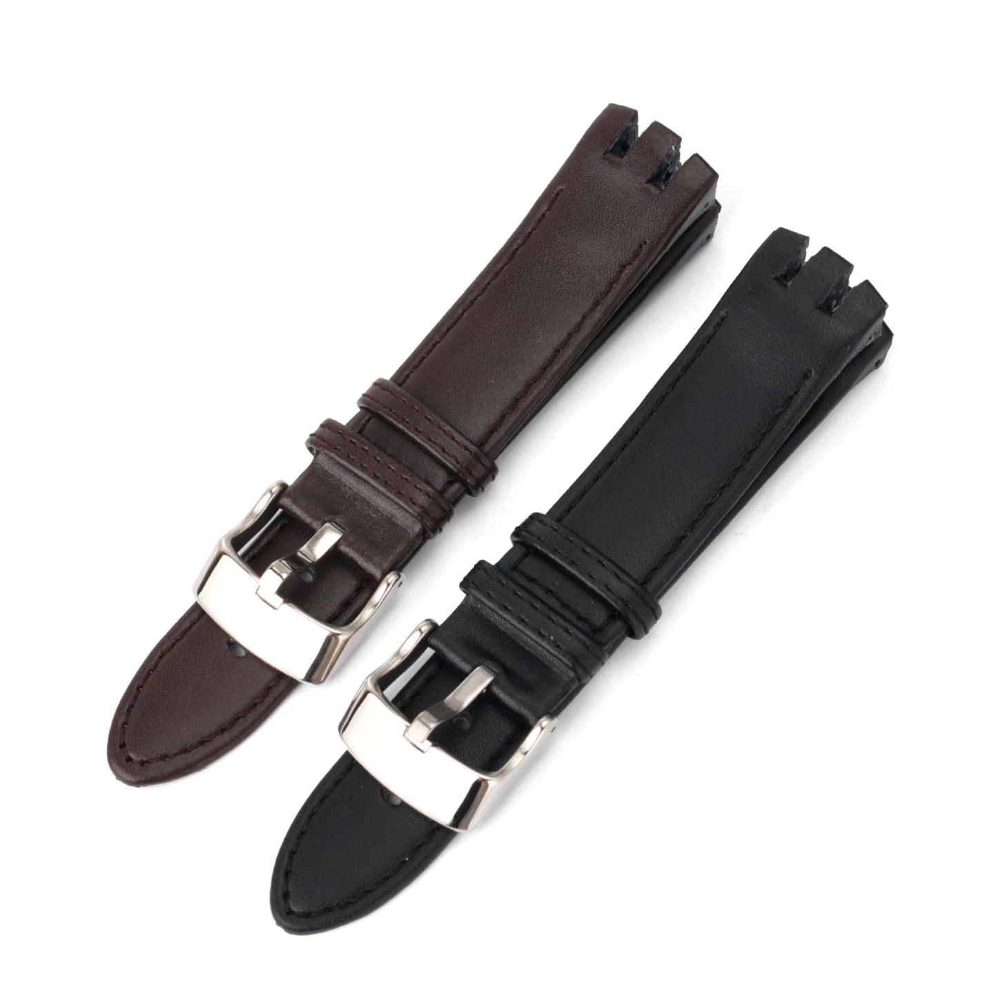 Replacement Leather Strap for Swatch YTS401 YTS402/403G YTS409 713YTB400 20mm Smooth Cowhide Band with Double Grooved Ends