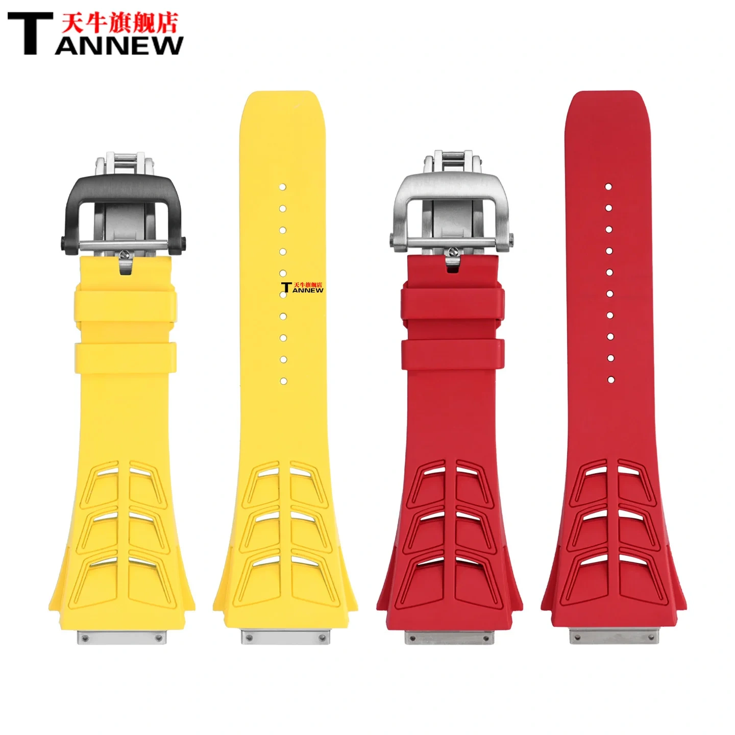 Replacement Soft & Waterproof Fluoroelastomer Strap with Folding Clasp for Richard Mille RM055 RM030 RM35-01 RM35-02 RM35-03