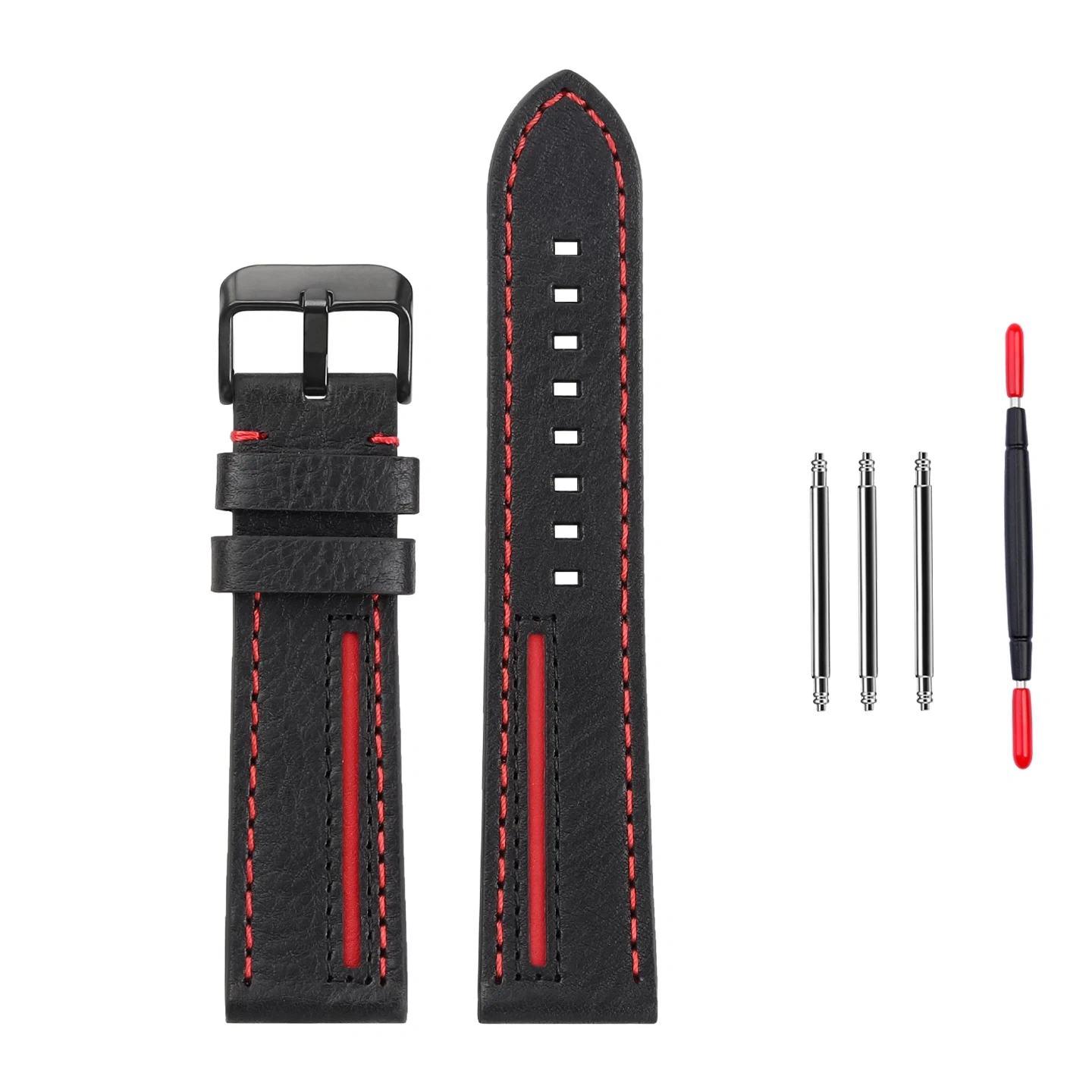 Replacement Cowhide Leather Strap for Casio Edifice Red Bull Racing EFS-S510 EFS-S580 EFR-303 EQB-1000, 22mm Cowhide Band