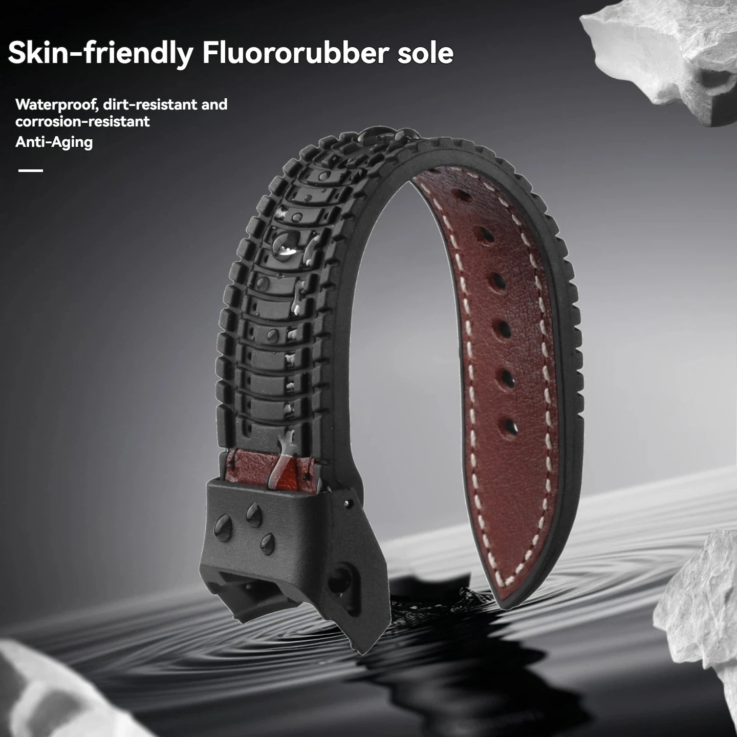 DIY Replacement Italian Leather & Waterproof Rubber Hybrid Strap for Casio G-Shock GWR-B1000 'Sky Cockpit' (Module 5588)