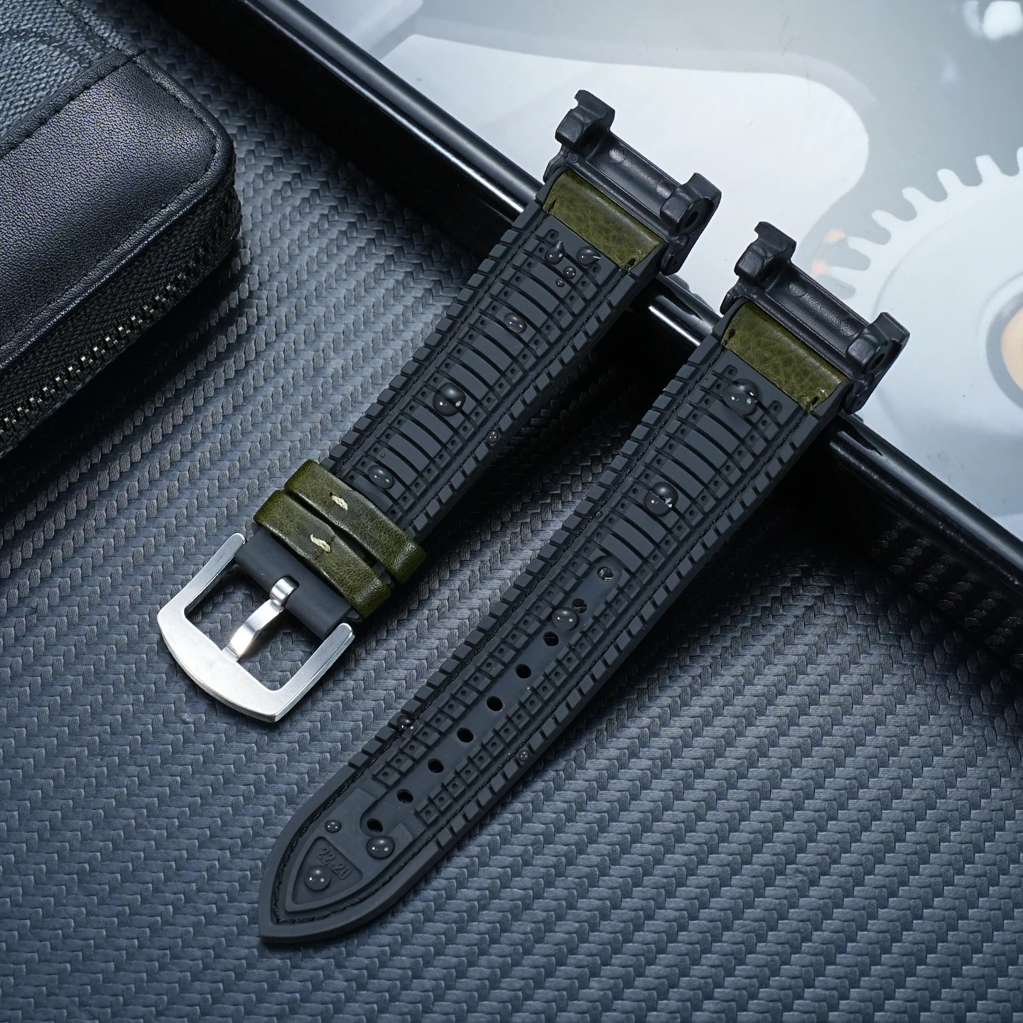 Replacement Italian Leather Waterproof Rubber Hybrid Strap for Casio G-Shock GWG-B1000 'Mudmaster 3rd Gen' (Module 5713)