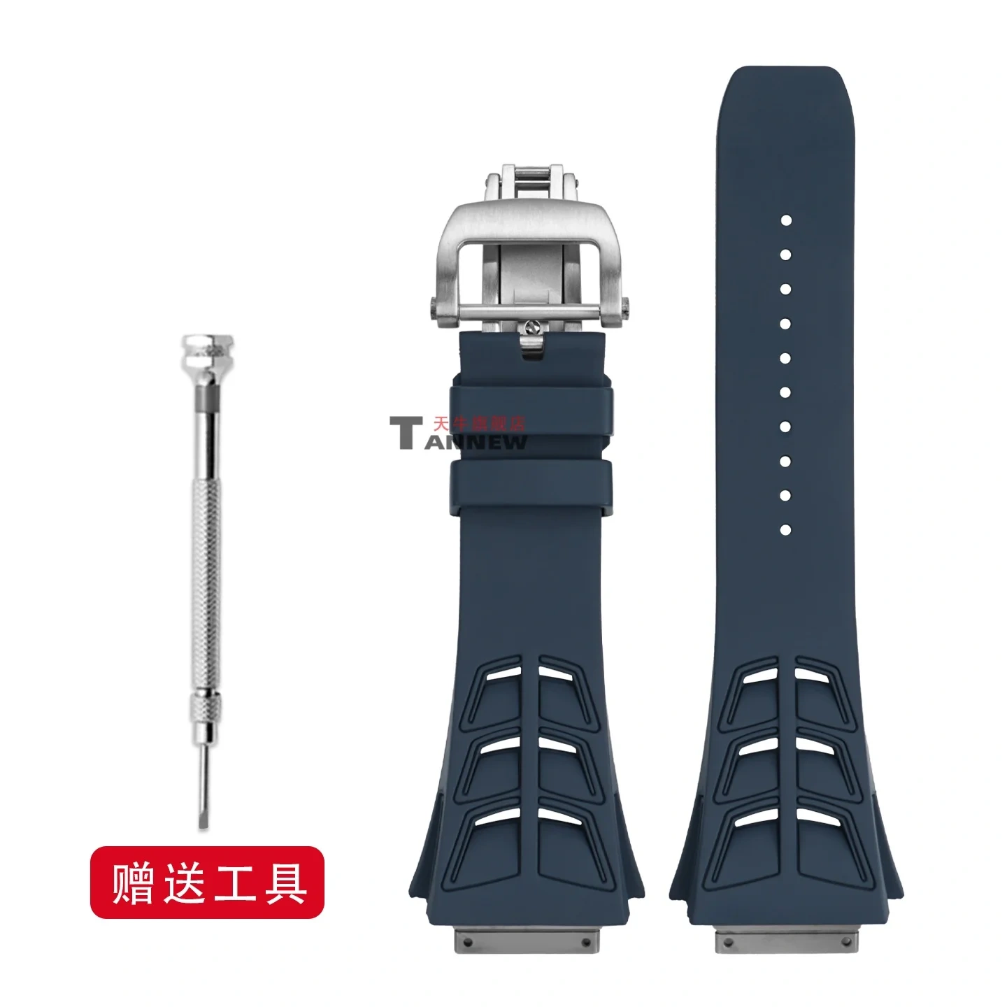 Replacement Soft & Waterproof Fluoroelastomer Strap with Folding Clasp for Richard Mille RM055 RM030 RM35-01 RM35-02 RM35-03