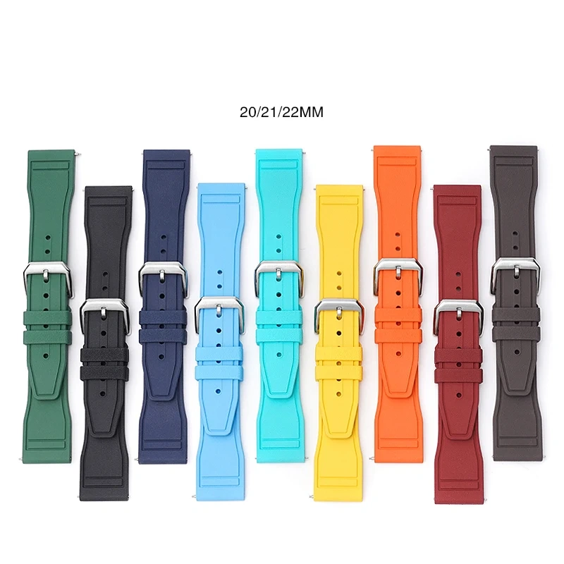 20mm 21mm 22mm FKM Fluoro Rubber Strap For IWC Big Pilot Mark Portugieser TOP GUN Men Quick Release Waterproof Sport Watch Band