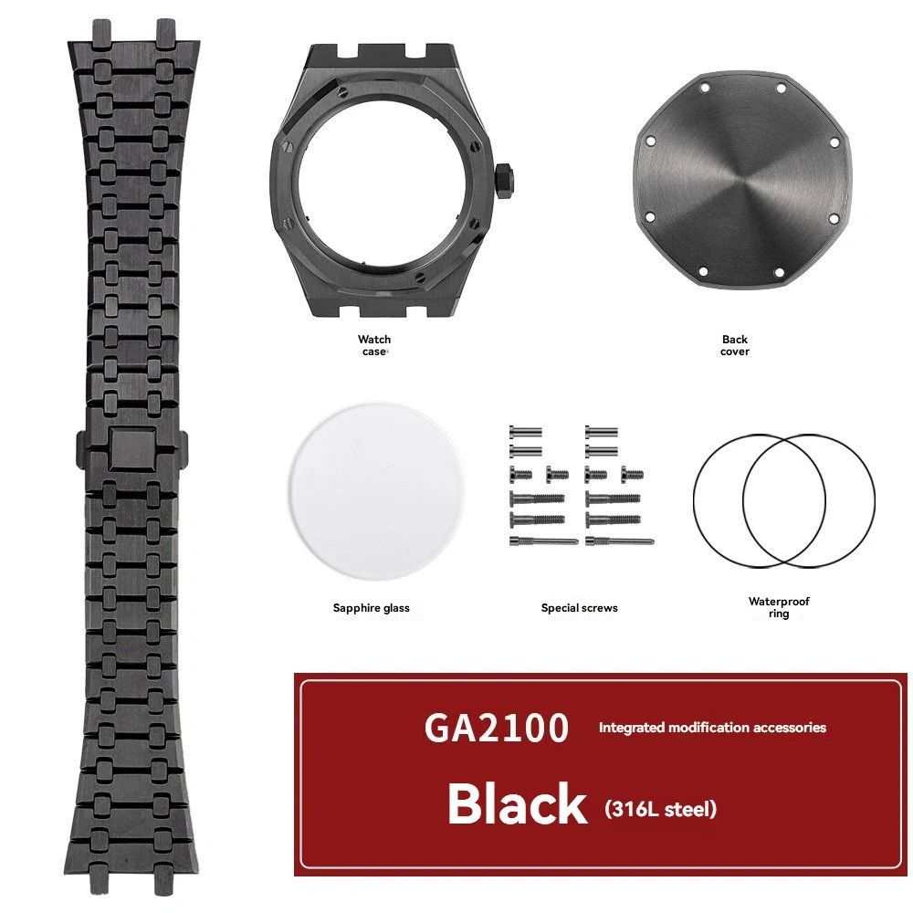 DIY Master Hybrid Kit for CasiOak: Titanium Alloy Case & 316L Steel Bracelet for GA-2100/GA2110,with Sapphire Crystal & Bezel