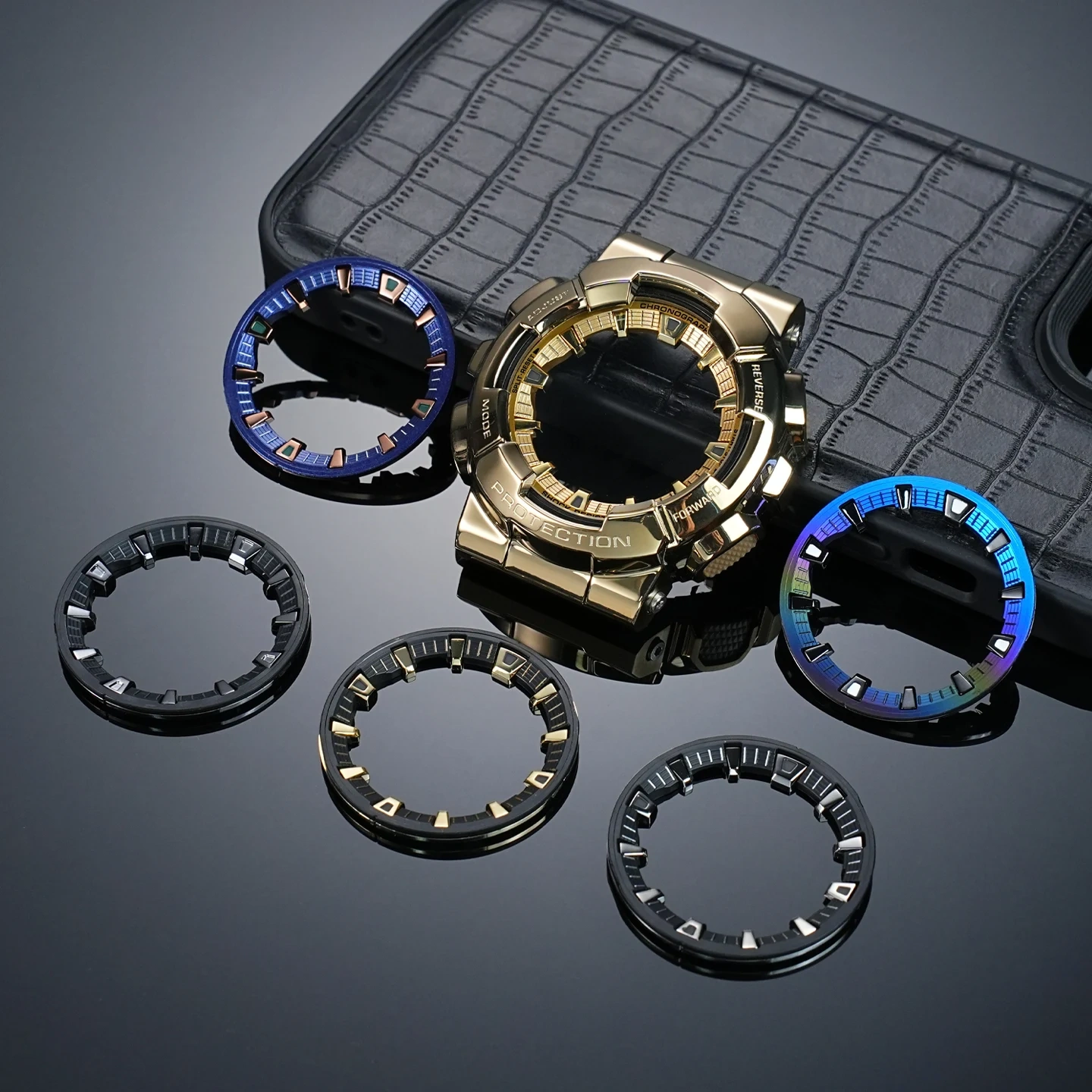 For Casio G-SHOCK GM-110B Small Steel Cannon Shadow Circle Modified Plastic Silicone Bezel Ring GM110 Scale Circle Accessories