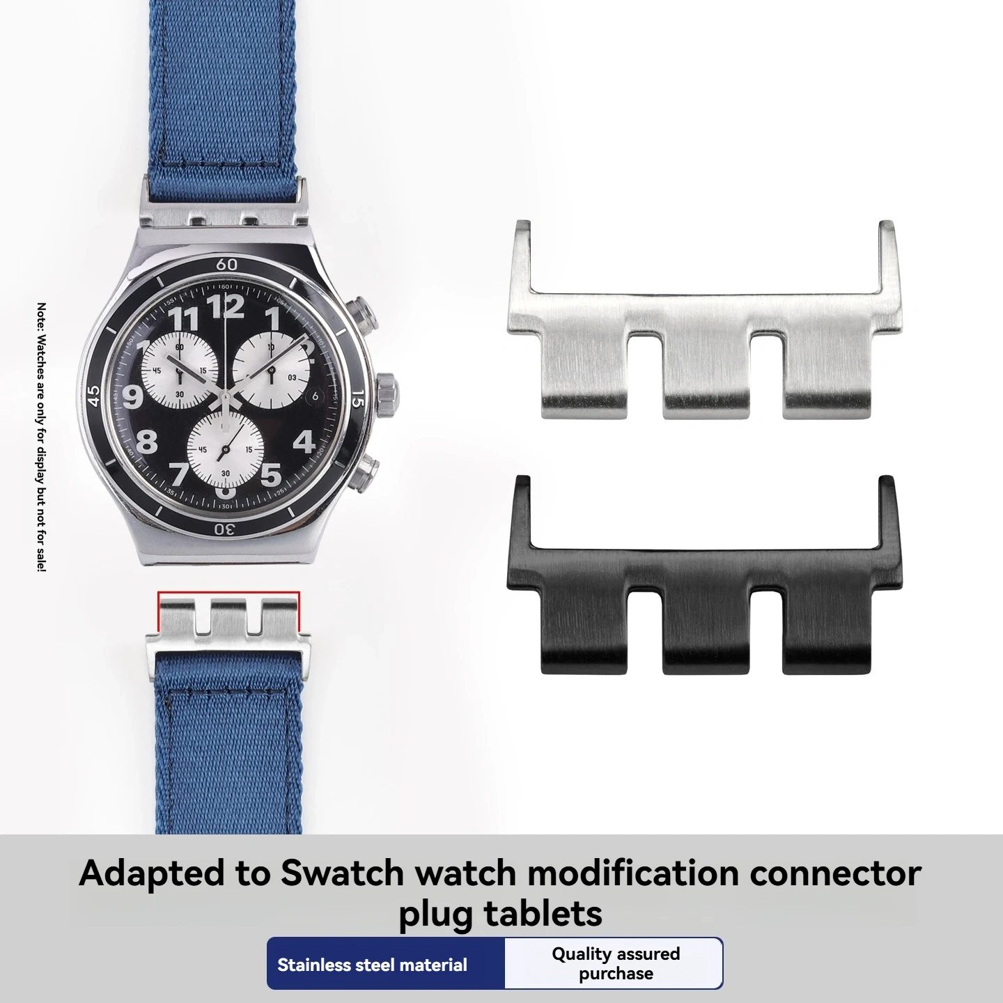 For Swatch YGG YIS YL YVS Watch Lug Converter Adapter, 17mm 19mm Metal End Pieces for Leather Strap Replacement