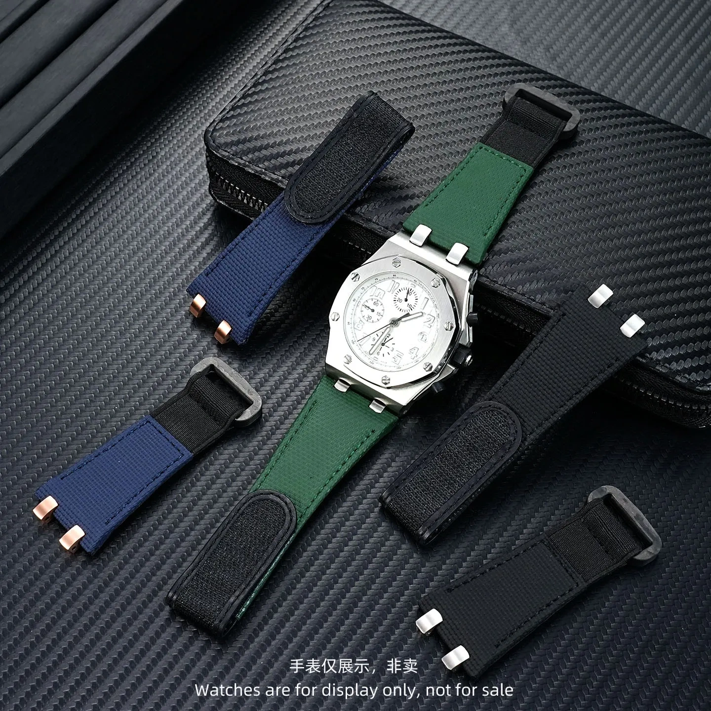 Replacement Nylon Pattern Fluoroelastomer (FKM) Strap for Audemars Piguet Royal Oak Offshore 15703 15710 15706 Conversion Band