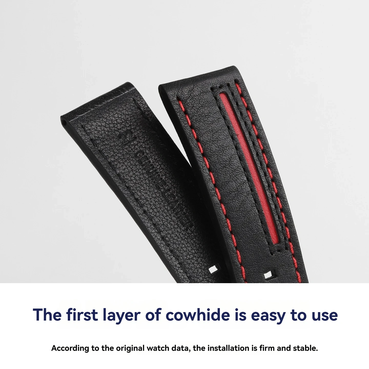 Replacement Cowhide Leather Strap for Casio Edifice Red Bull Racing EFS-S510 EFS-S580 EFR-303 EQB-1000, 22mm Cowhide Band