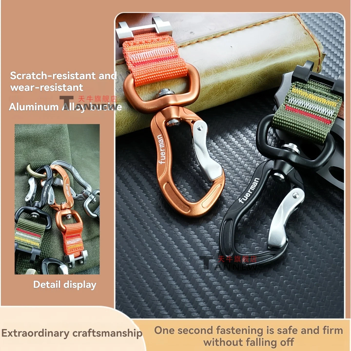 Woven Nylon Strap with Carabiner for Casio G-Shock 'Iron Heart' MTG-B1000 G1000 S1000, Tactical Outdoor Conversion Kit