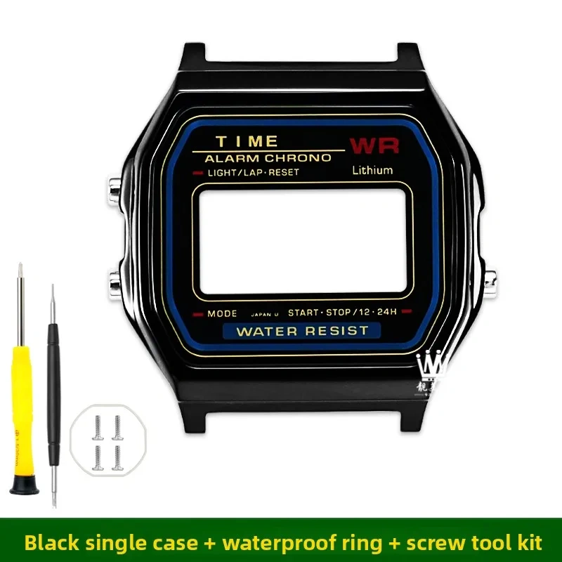 A158/159 metal case mod kit For Casio electronic watch 593 A158W A159W F-91W Silver stainless steel bezel strap glass Tool parts