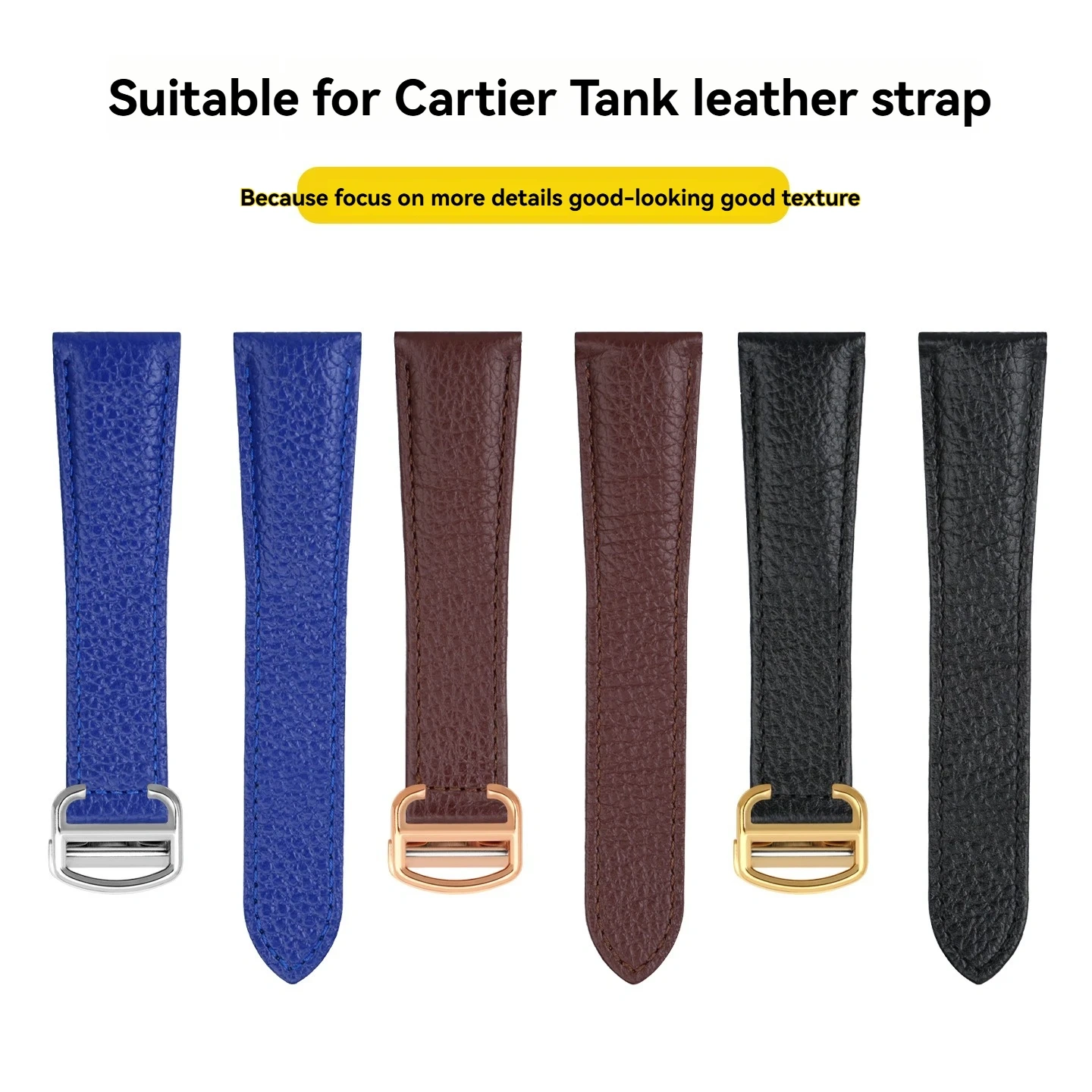 17mm 18mm 20mm Genuine Leather Watch Band for  Cartier Tank Must London Key, Replacement Calfskin Strap for Women & Men