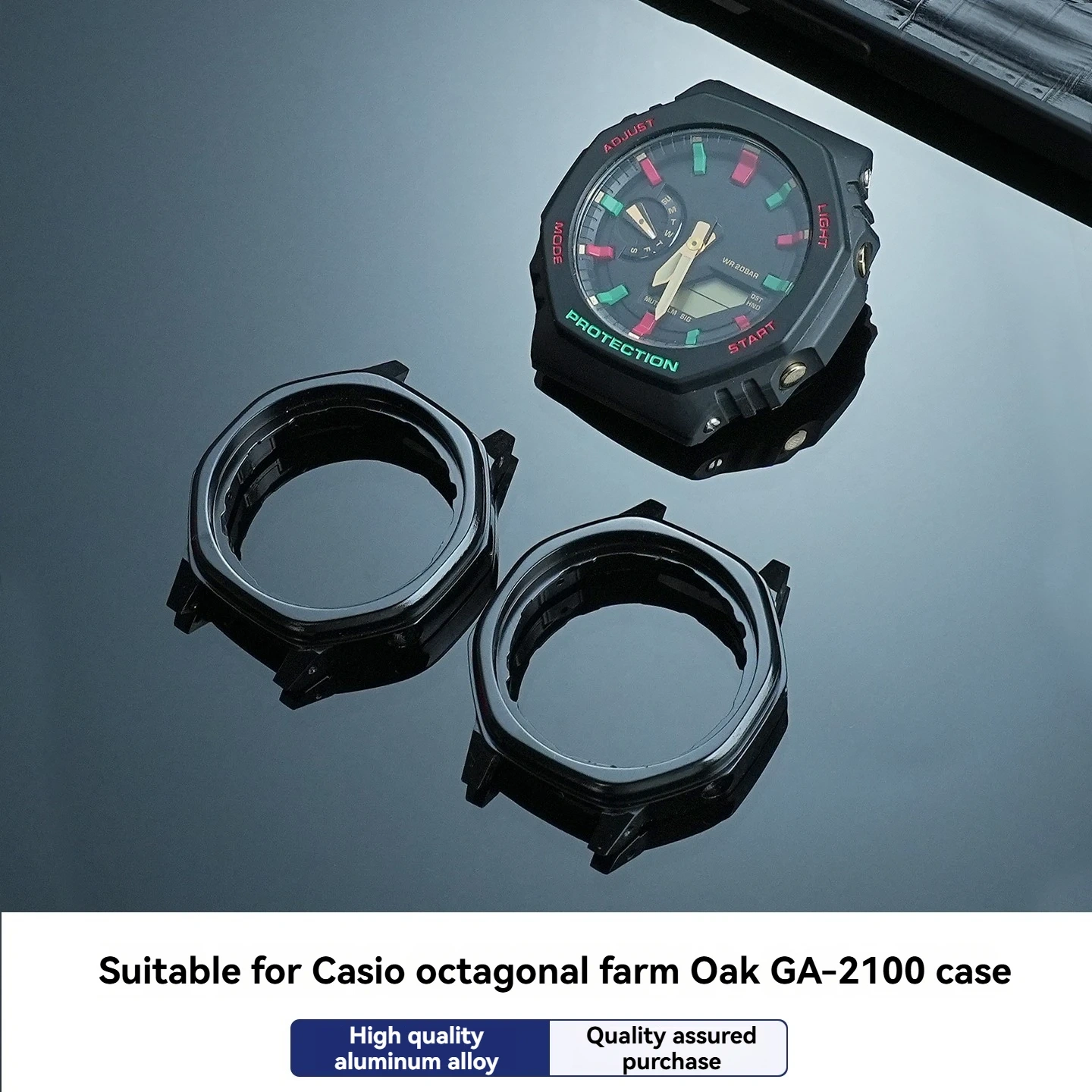 DIY Replacement Aluminum Case & Inner Shell for Casio G-Shock 'CasiOak' GA-2100, Octagon Mod Conversion Housing Kit
