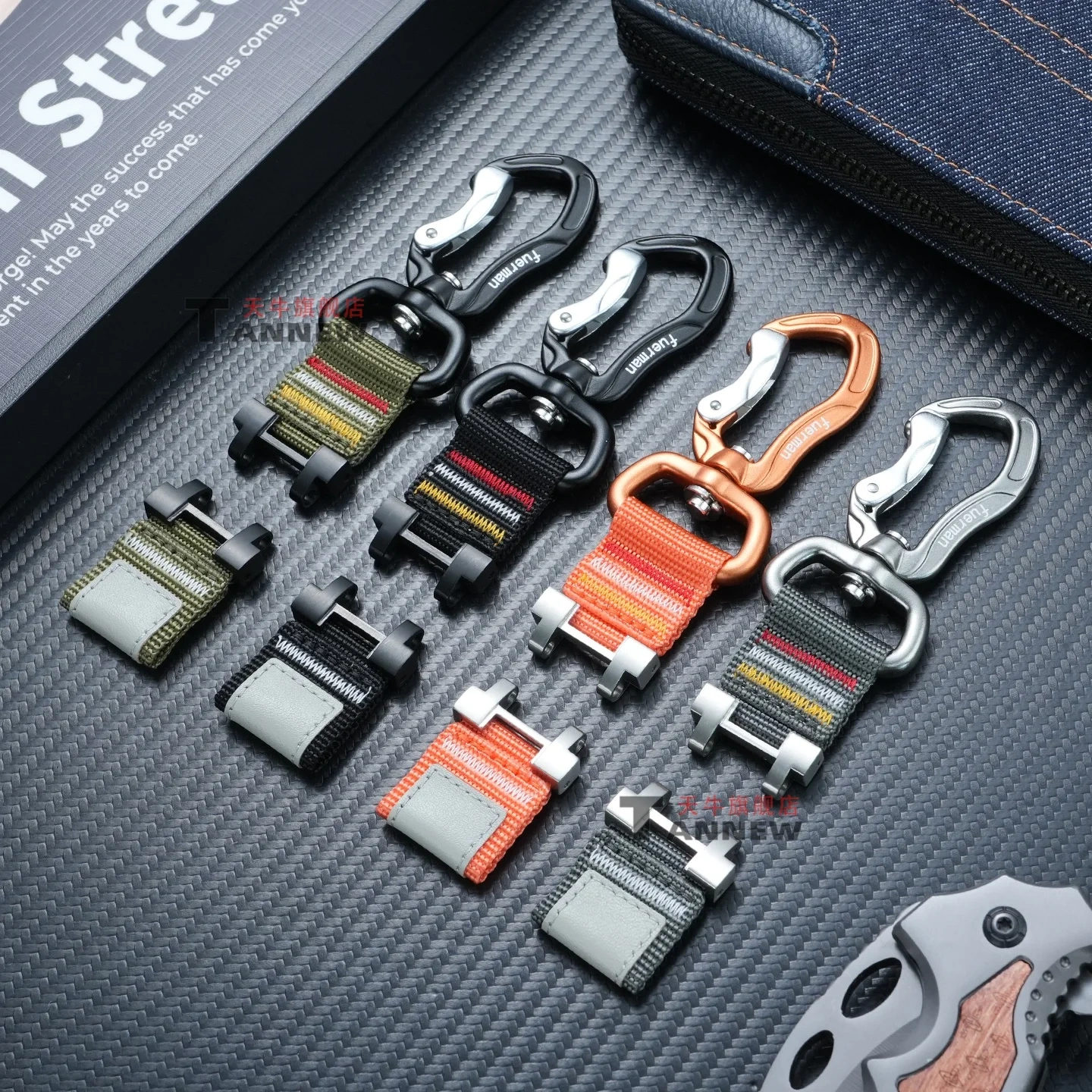 Woven Nylon Strap with Carabiner for Casio G-Shock 'Iron Heart' MTG-B1000 G1000 S1000, Tactical Outdoor Conversion Kit