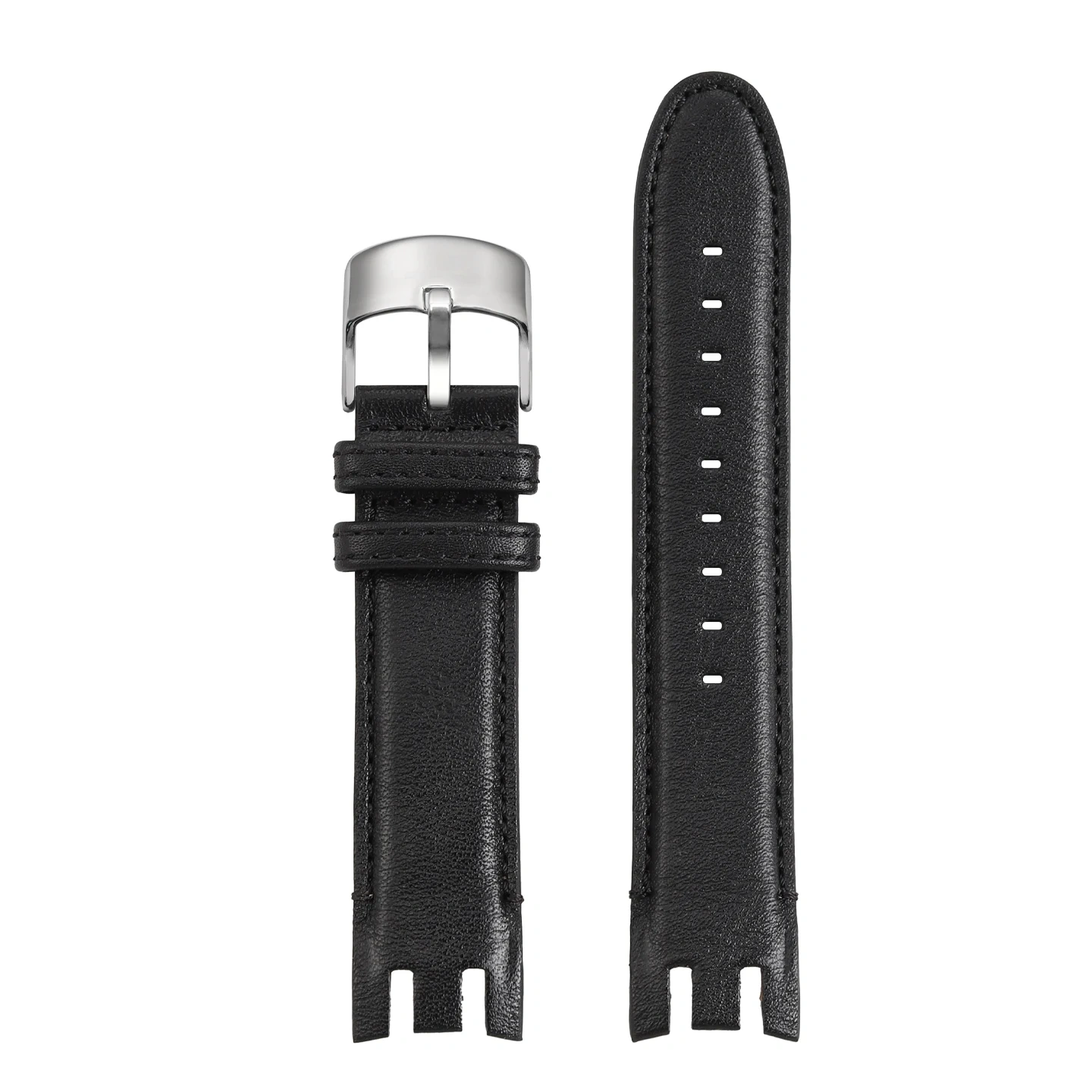 Replacement Croc-Embossed Leather Strap for Swatch YVS423 YVS420, 21mm Cowhide Band with Grooved Ends for Men