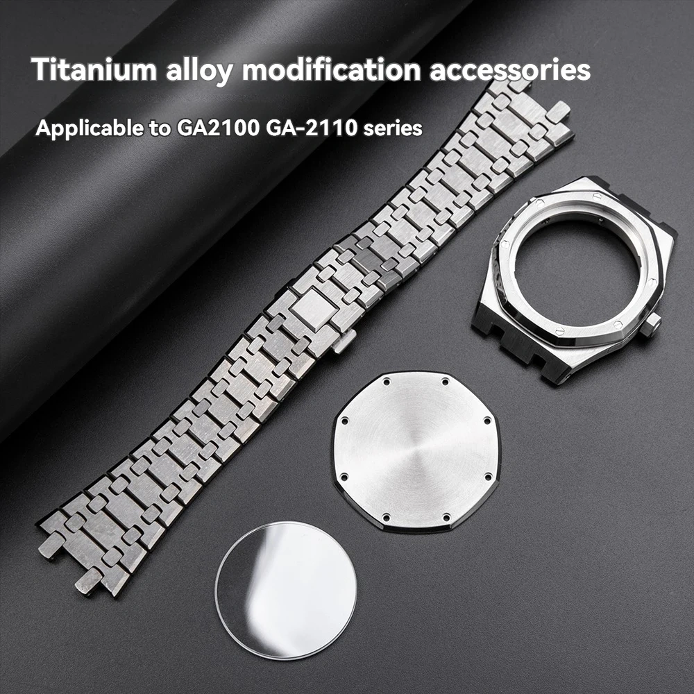 DIY Master Hybrid Kit for CasiOak: Titanium Alloy Case & 316L Steel Bracelet for GA-2100/GA2110,with Sapphire Crystal & Bezel