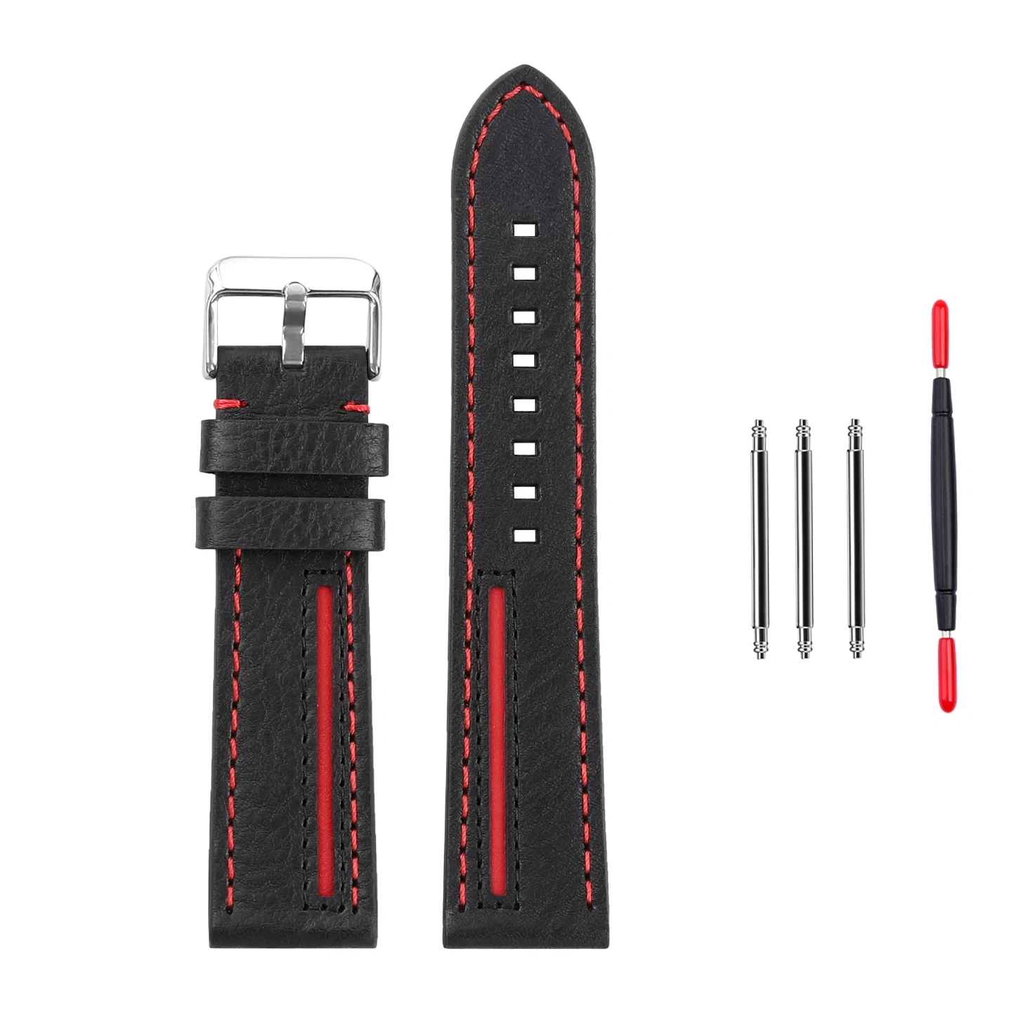Replacement Cowhide Leather Strap for Casio Edifice Red Bull Racing EFS-S510 EFS-S580 EFR-303 EQB-1000, 22mm Cowhide Band