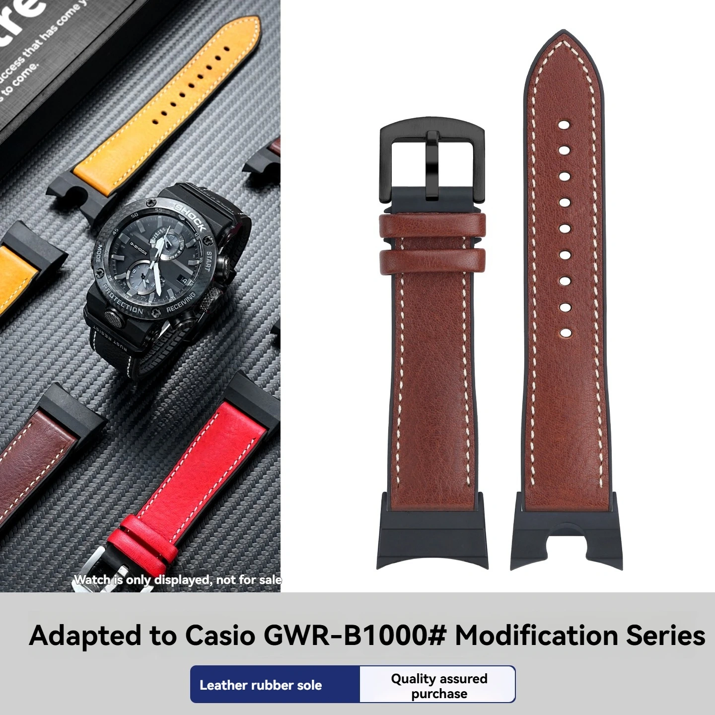 DIY Replacement Italian Leather & Waterproof Rubber Hybrid Strap for Casio G-Shock GWR-B1000 'Sky Cockpit' (Module 5588)