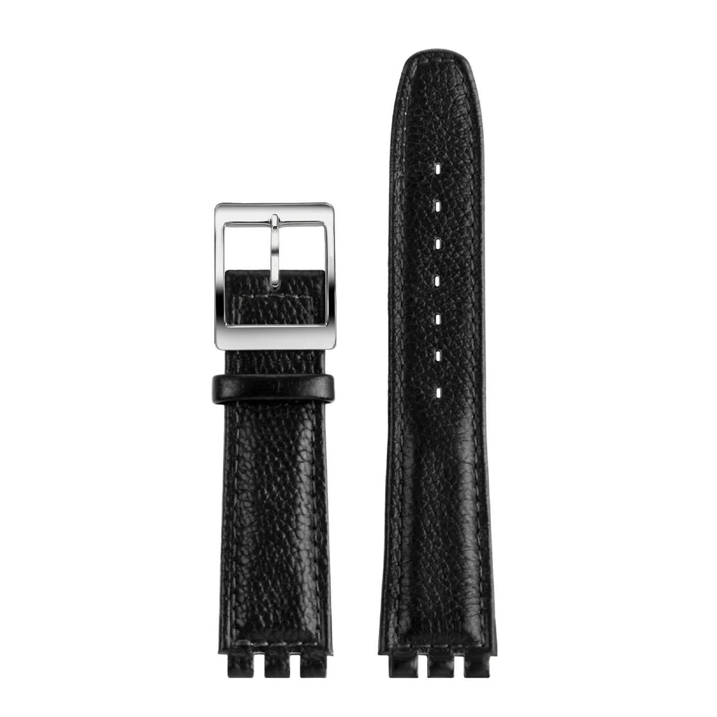 Replacement Genuine Leather Strap for Swatch GB274 GB287 GN239, 17mm Cowhide Band with Pebble Grain Texture & Grooved Ends