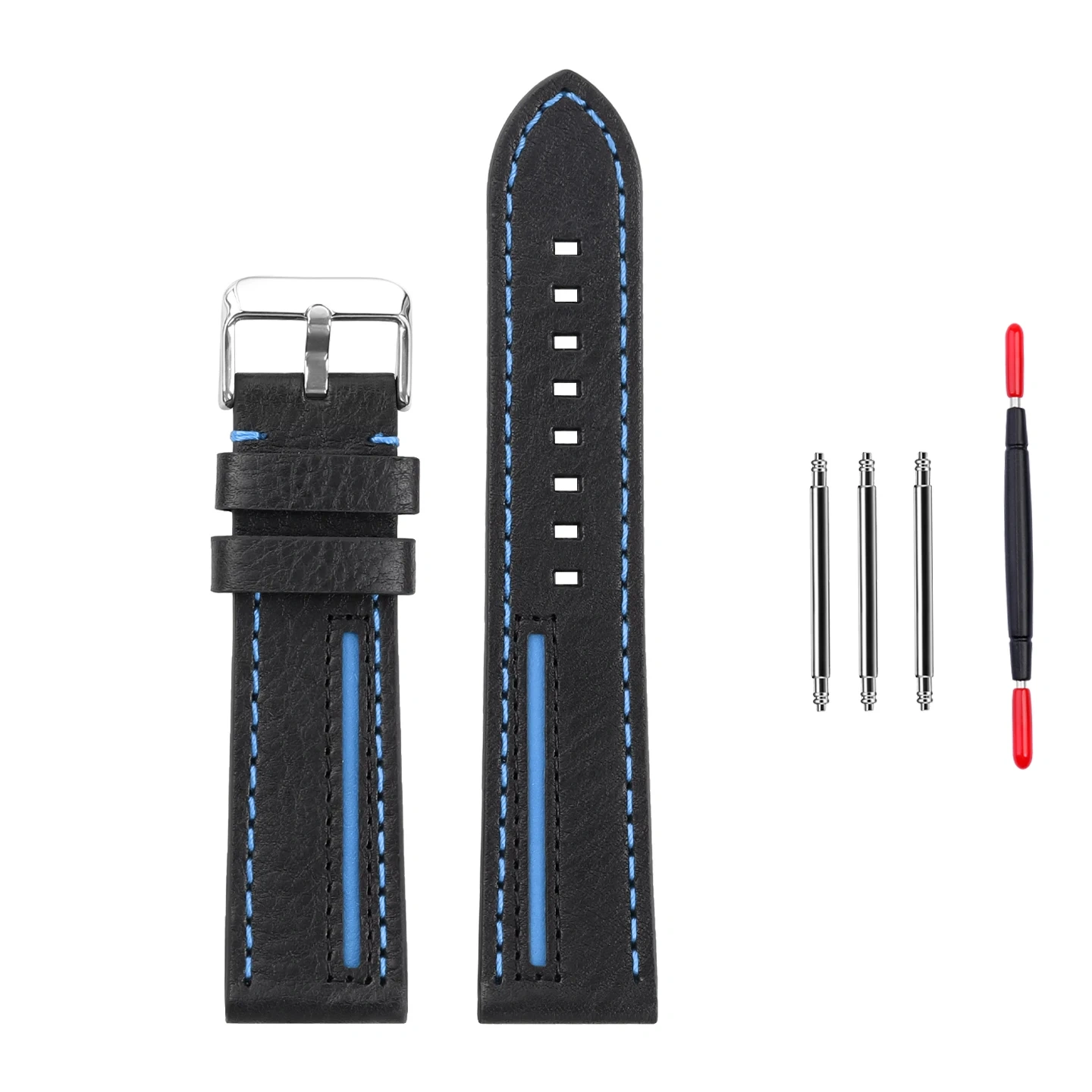 Replacement Cowhide Leather Strap for Casio Edifice Red Bull Racing EFS-S510 EFS-S580 EFR-303 EQB-1000, 22mm Cowhide Band