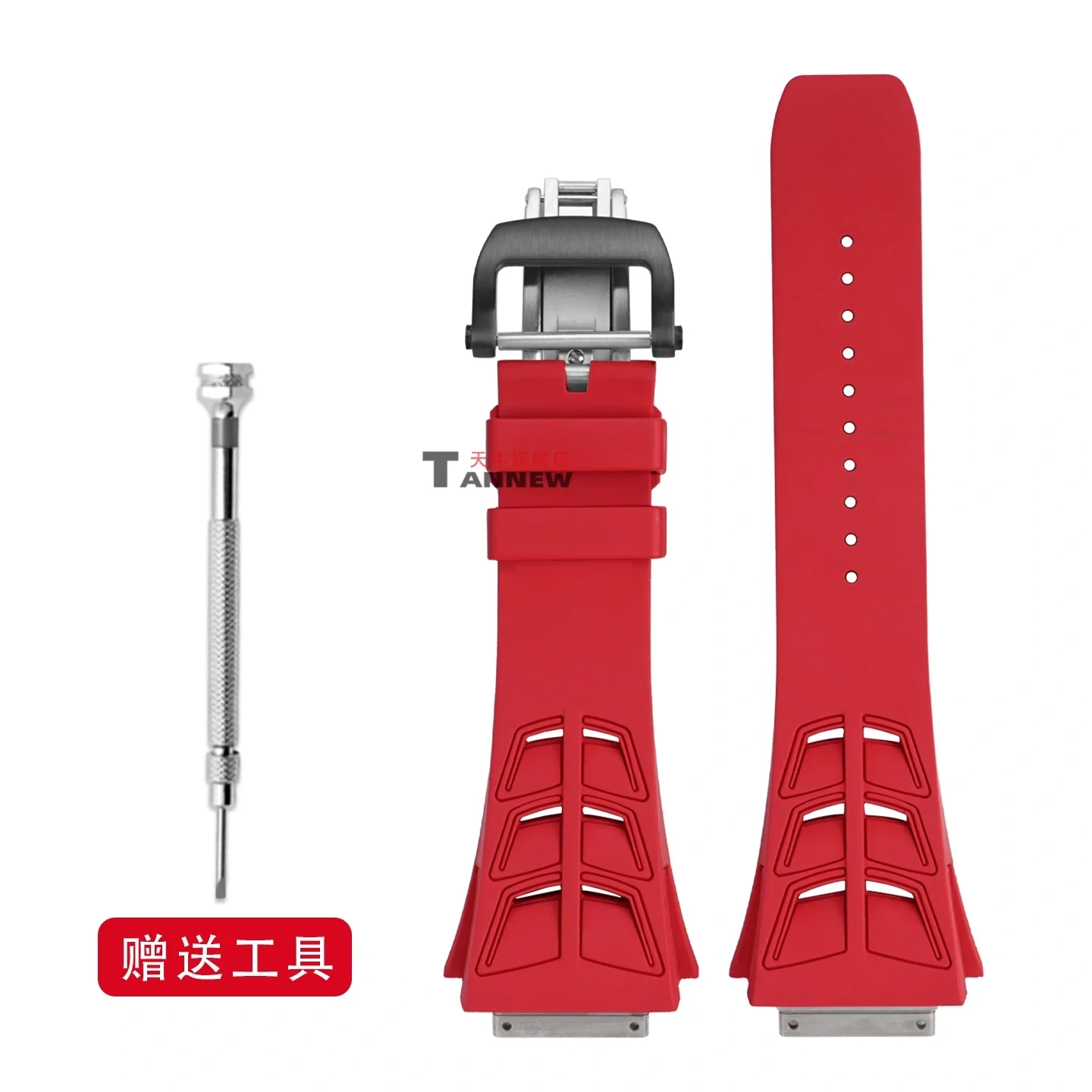 Replacement Soft & Waterproof Fluoroelastomer Strap with Folding Clasp for Richard Mille RM055 RM030 RM35-01 RM35-02 RM35-03