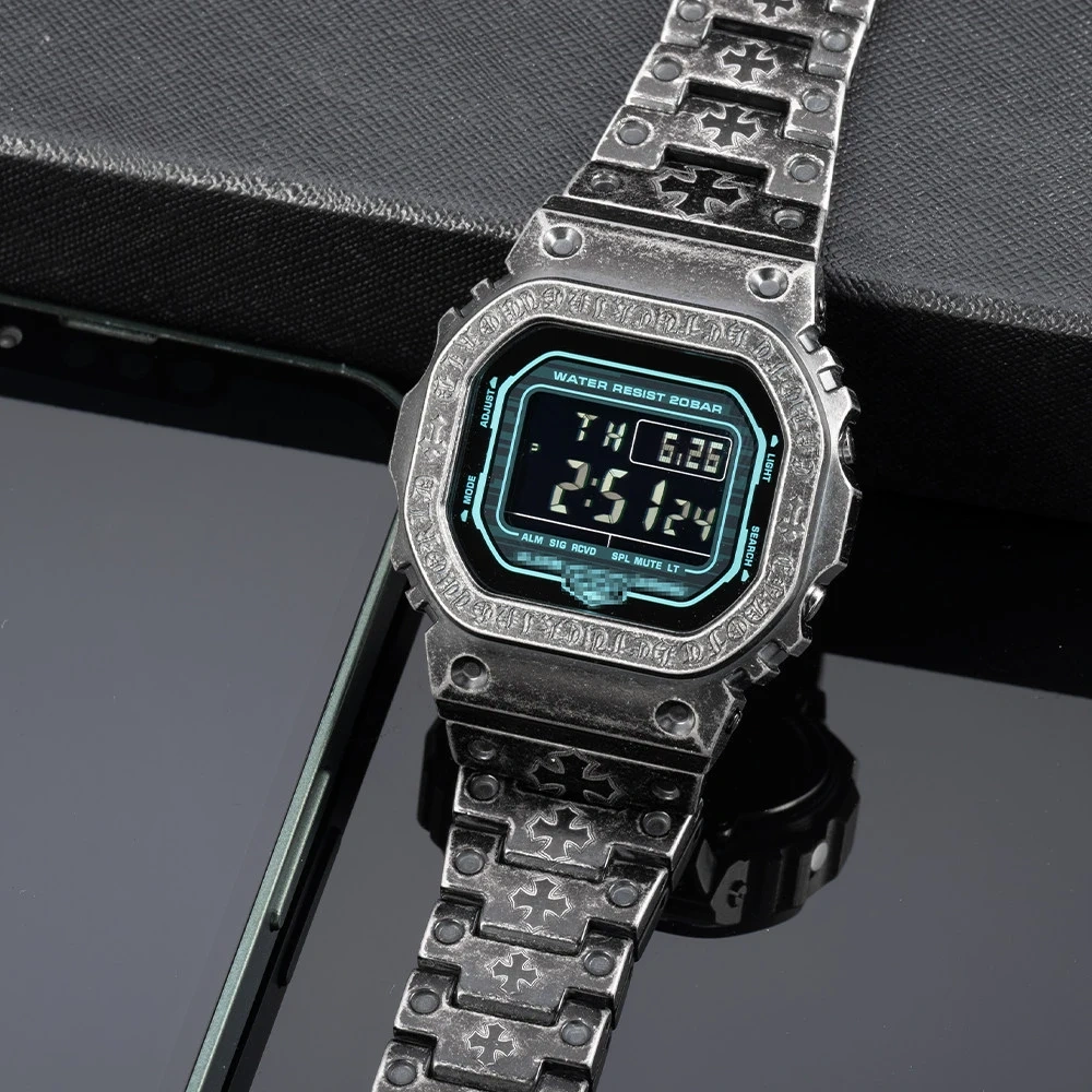 DW5600 Upgrade 316L Full Metal Vintage Bezel Case Bracelet Modified Kit For Casio G-SHOCK DW-5600 GW-B5600 DW5000 DW5030 Series