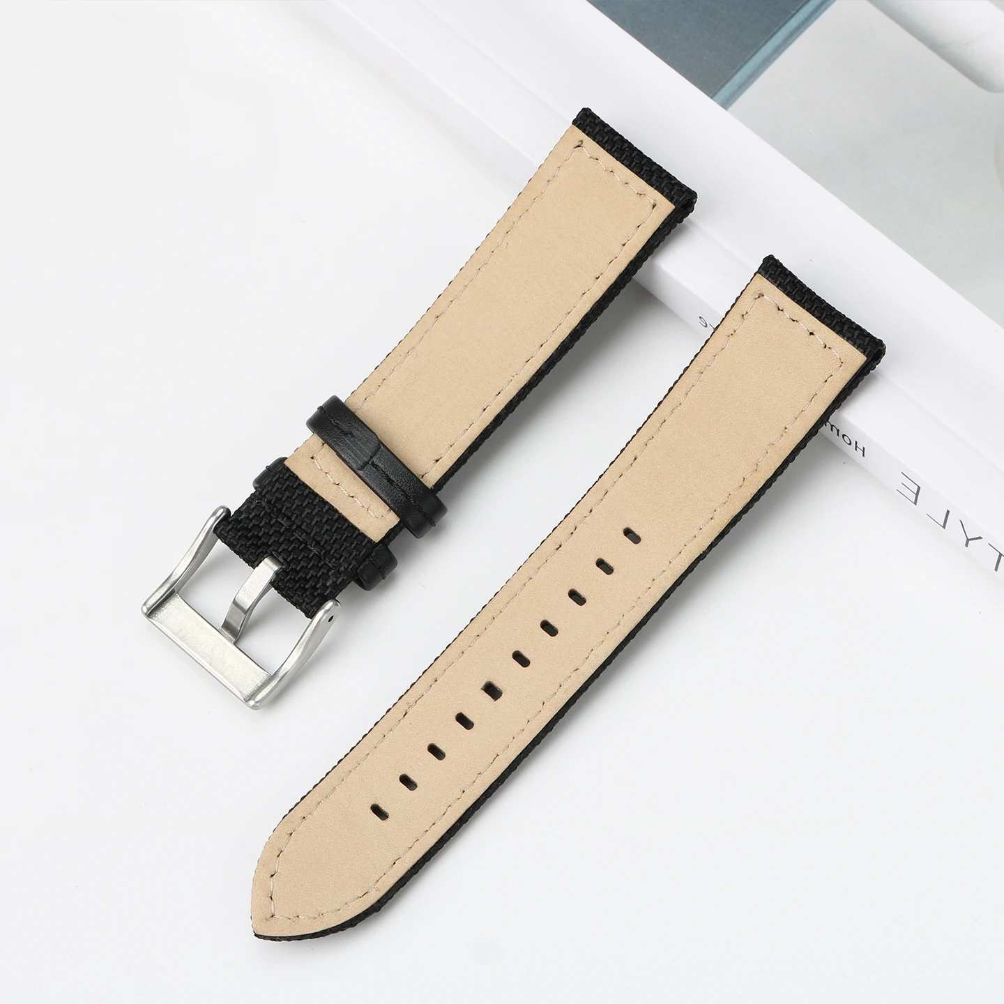 Replacement Woven Canvas/Nylon Strap for Seiko 5 SNZG11J1 SNZG07J1,Tuna,& Chronograph Series,22mm Men's Watch Band