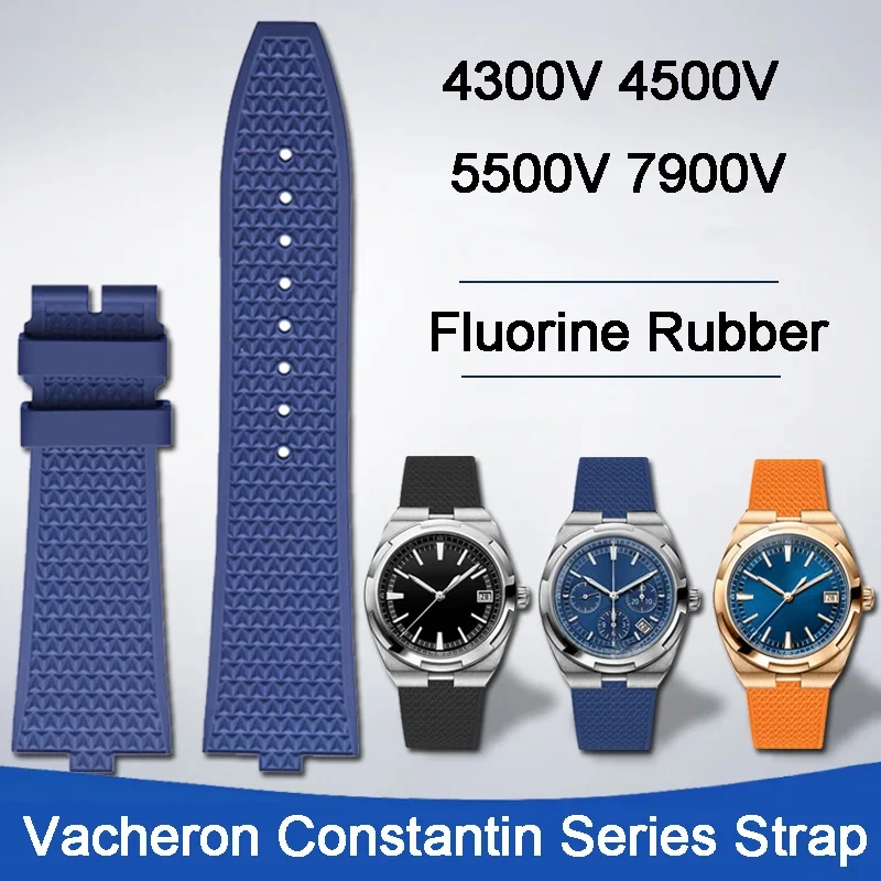 Quick Release Convex Interface Watch Strap For VC Vacheron Constantin Series 4300V 4500V 5500V 7900V Fluoro Rubber Men Watchband