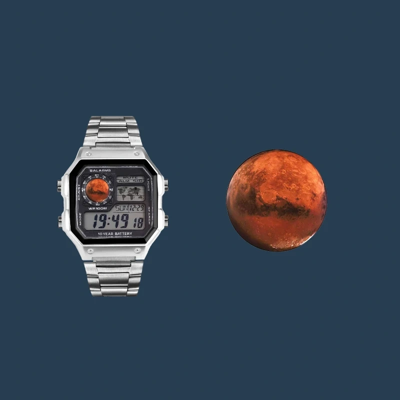 For Casio 3299 module DIY screen modification of planet pattern style AE-1200 stickers watch accessories: Earth Moon Mars