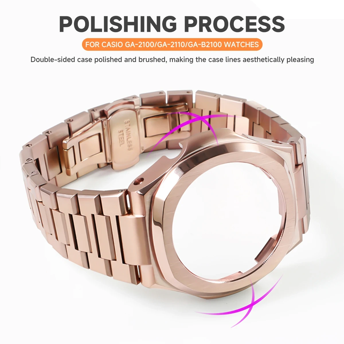New Stainless Steel Case for GA-2100 Mod Kits Modification Kit Metal Bezel stainless steel Band for GA2110 GAB2100