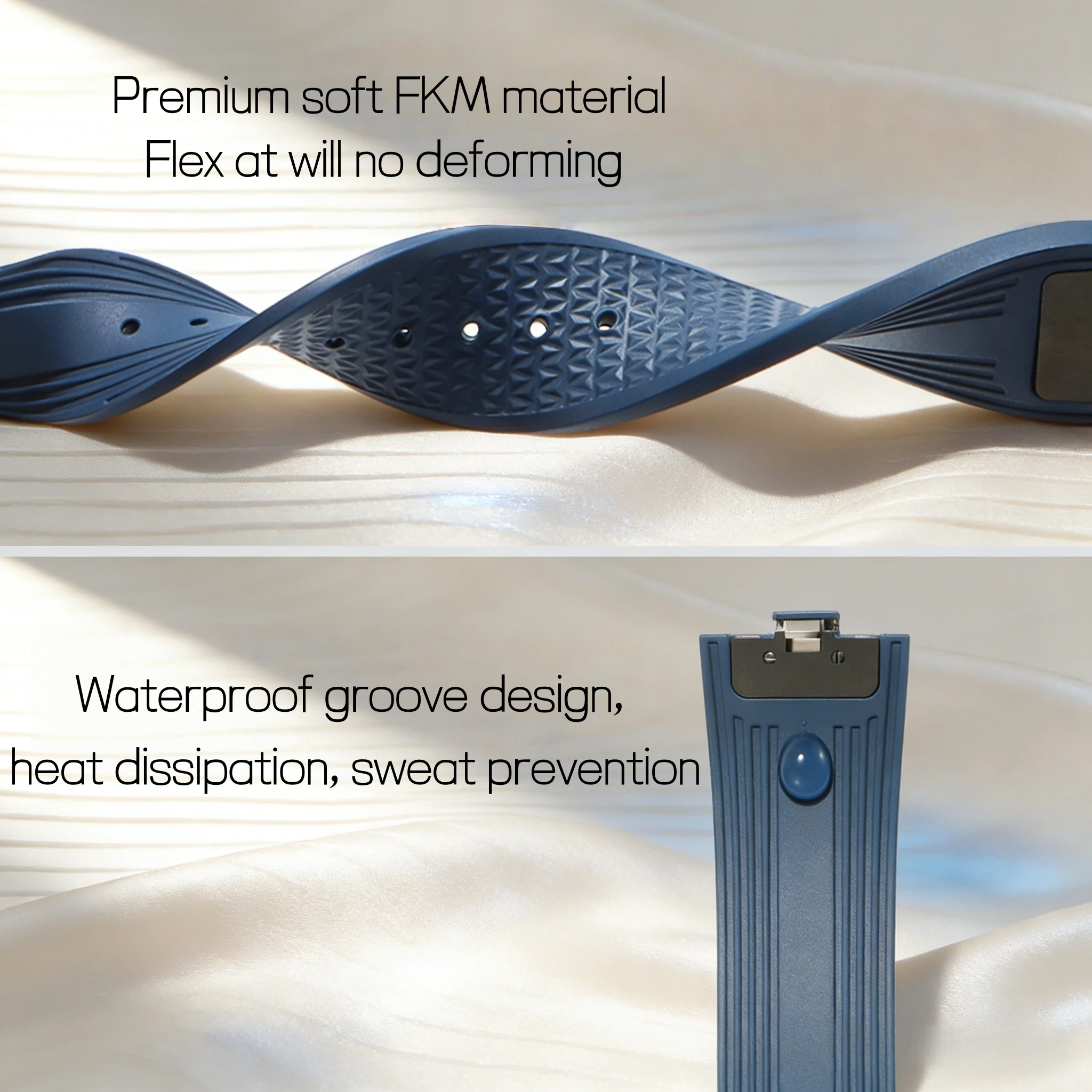FKM Rubber Watchband Fit For Vacheron Constantin Overseas 4500V 5500V 7900V Streel End Linking Watch Straps