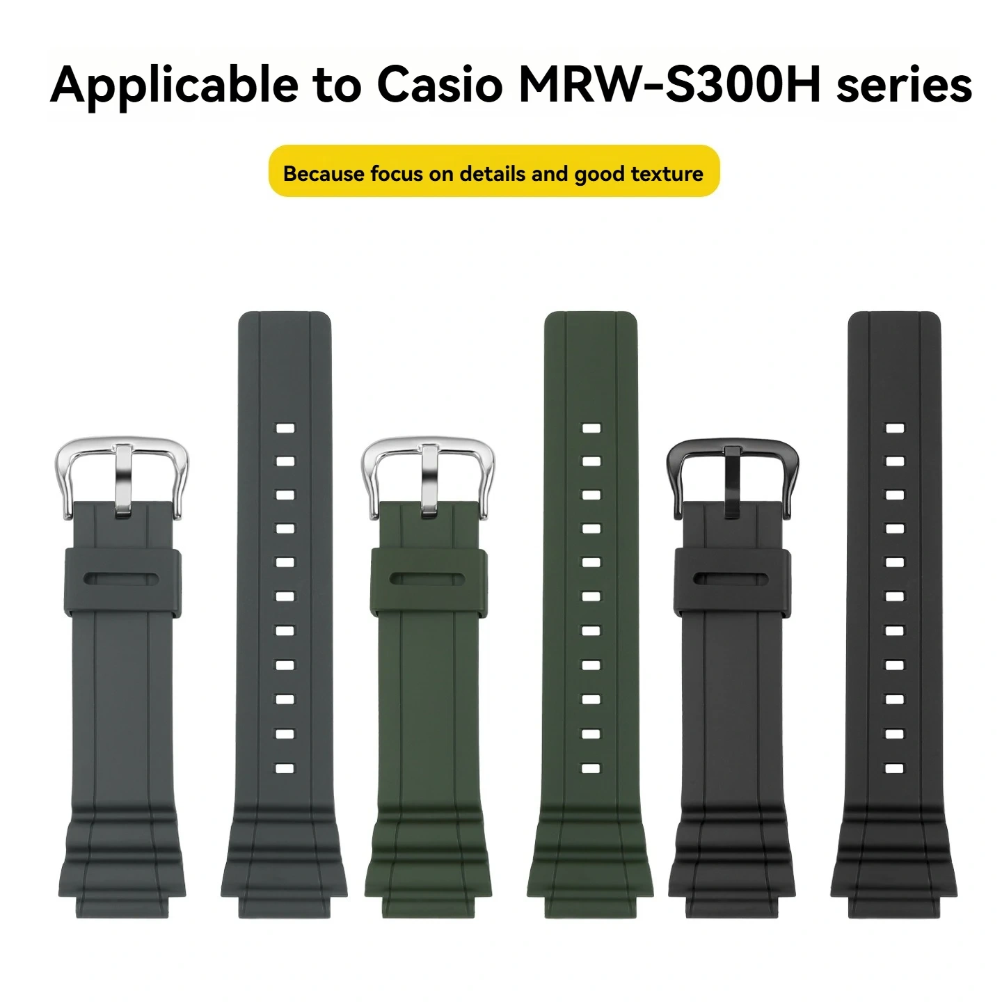 For Casio MRW-S300H-3BV S310H Resin Strap, Replacement Watch Band for Men, Unisex Resin Watch Band Accessories