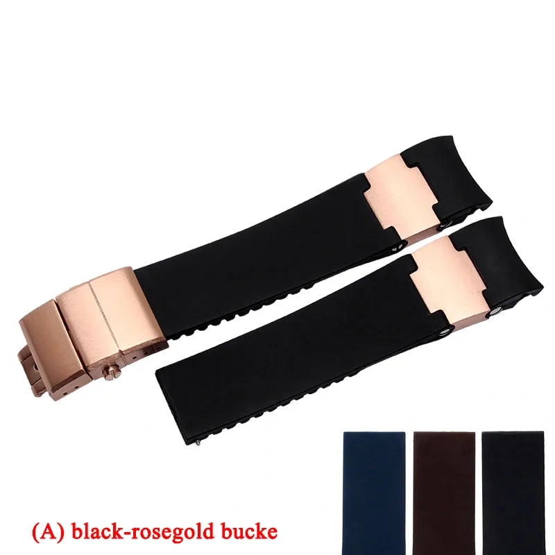For Ulysse Nardin Silicone Rubber Watchband 263 DIVER Curved End Watch strap Men Brown Blue 22mm Waterproof belt Bracelets