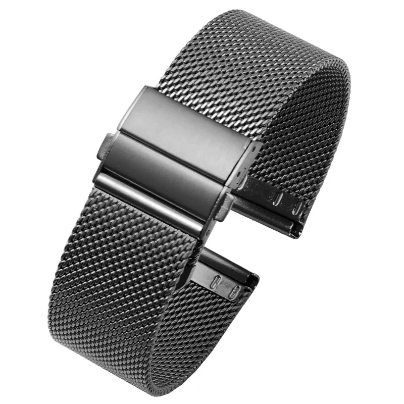 Mesh Milanese Watch Band Quick Release Stainless Steel Bracelet Adjustable Strap Folding Buckle for DW Watch 16mm 18mm 20mm 22mm