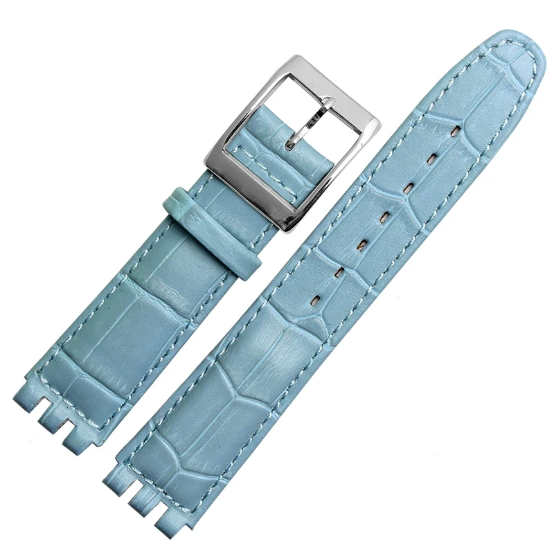 17mm 19MM Waterproof Bracelet For SWATCH High Quality Genuine Leather Watchband Men's and Women's Watch Chain Bump Mouth Strap