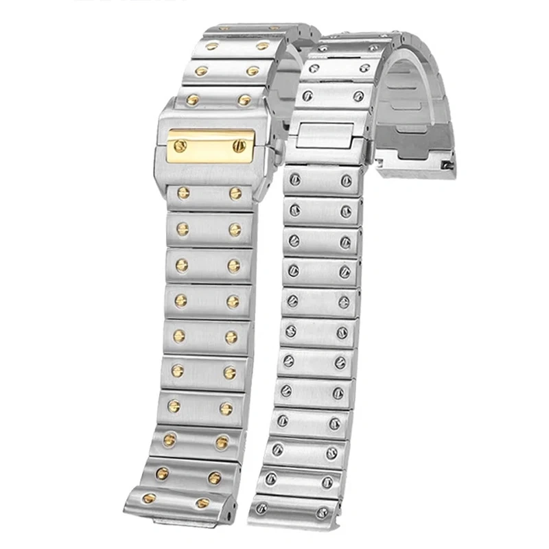 For Cartier Santos Sandoz 100 Men's Watchband Stainless steel Watch Strap Women's Bracelet Butterfly Buckle Accessories 20 23MM