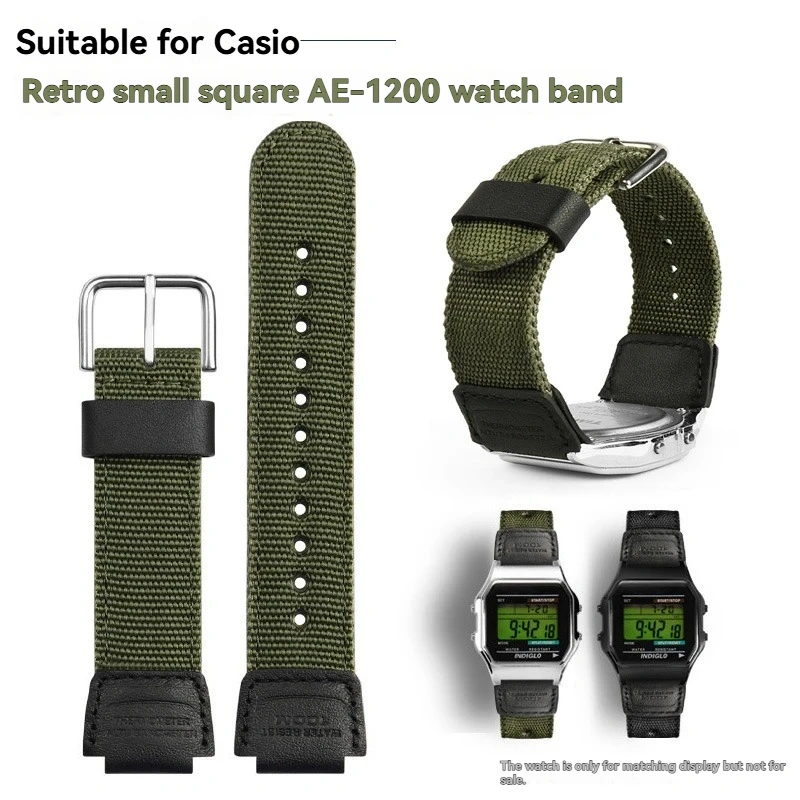 For Casio AE1200 AE1300 A158W/A168 W-216H Nylon Watch Strap convex mouth Outdoor sports Canvas Watchband Men's Bracelet 18MM