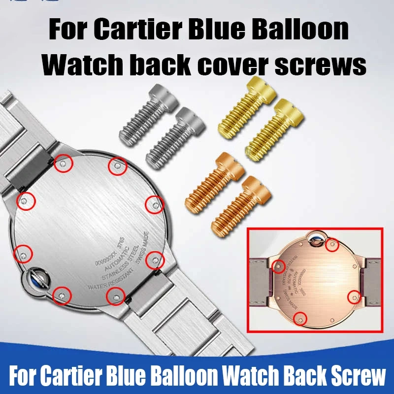 28 36mm For Cartier Blue Balloon Watch Stainless Steel Rear Cover Screw Bottom Cover Back Screw Straight Screw Watch Accessories