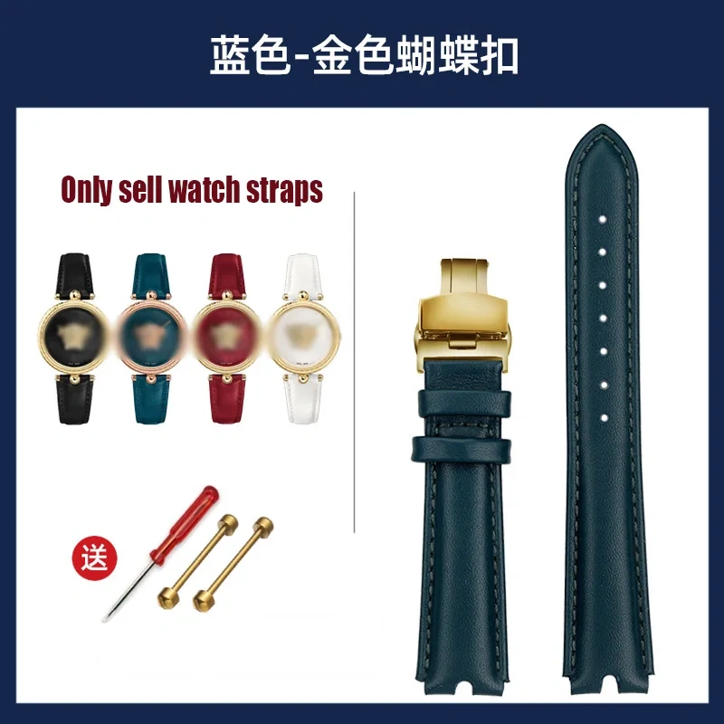 For VERSACE PALAZO Wristband Medusa Notched Genuine Leather Watch Band 18MM Women's Watch Strap VECQ00418/00118 Ladies Bracelet