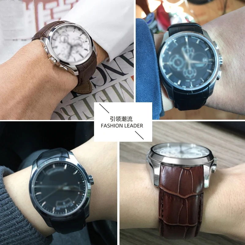 22mm 23mm 24mm Genuine Leather Curved End Watchband For Tissot Watch Belt 1853 COUTURIER T035627A T035407A T035439 Men's Strap