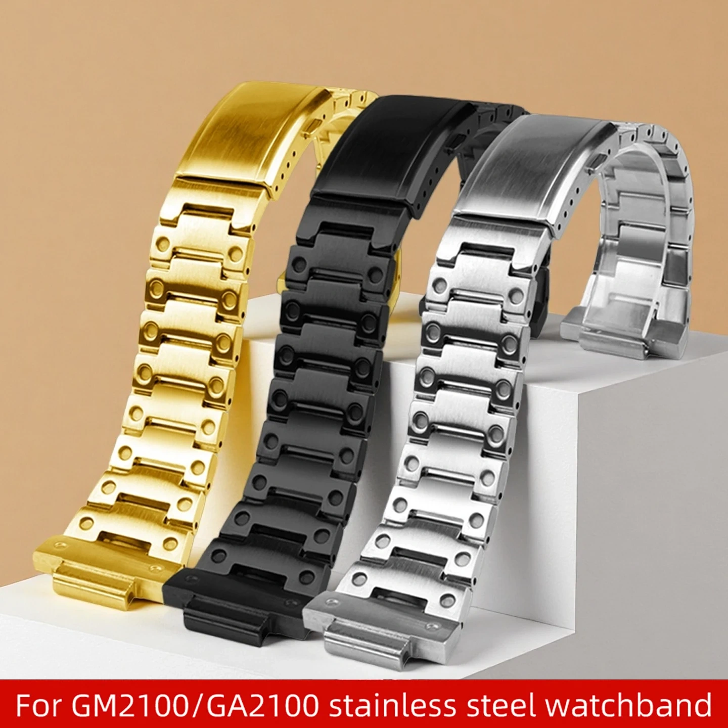 Watchband For Casio G-SHOCK GA-2100 GM2100 GA2100 watch change the solid stainless steel metal strap black silver gold bracelet