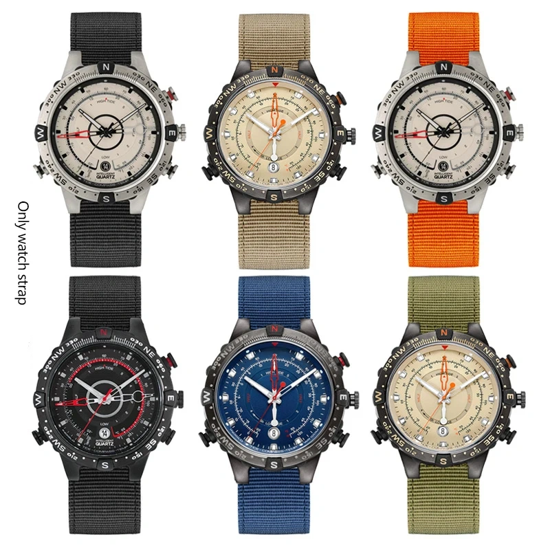 For TIMEX Tide Canvas Convex Strap Male Compass Bracelet T2N721 T2N720 TW2T76500 TW2T76300 Nylon Watchband 24*16MM Wristband