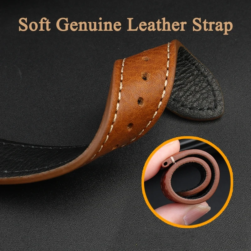 High Quality 22mm Strap Brown Vintage Retro Italy Genuine Leather Bracelet For Tudor Watch Band Butterfly Buckle Belt Wristband