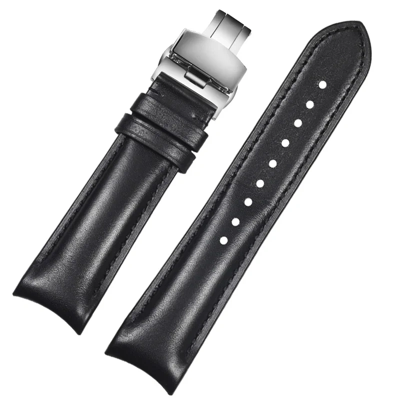 Curved End Leather Strap for Omega MoonSwatch Seamaster Speedmaster 20mm Release Genuine Leather Band accessories