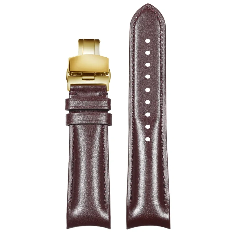 Curved End Leather Strap for Omega MoonSwatch Seamaster Speedmaster 20mm Release Genuine Leather Band accessories