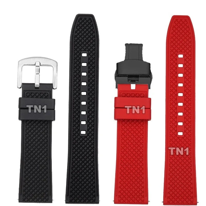 For CIGA design Mechanical watch barrel shaped Bracelet 22mm waterproof fluororubber Watchband quick release men's rubber Strap
