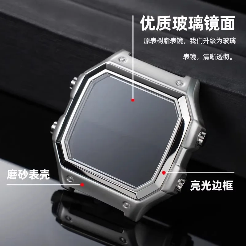 For Casio AE1200 Modified Metal Watch Case Bracelet 304 Stainless Steel Watchband Case Men Woven Nylon Strap Waterproof ring