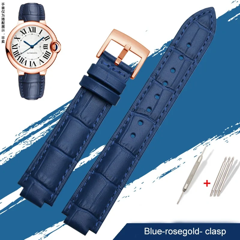 Genuine Leather Watch Band For Cartier Blue Balloon W69012Z4 W6900456/556 Series Men Women Watch Chain Watch Strap 16mm 18mm