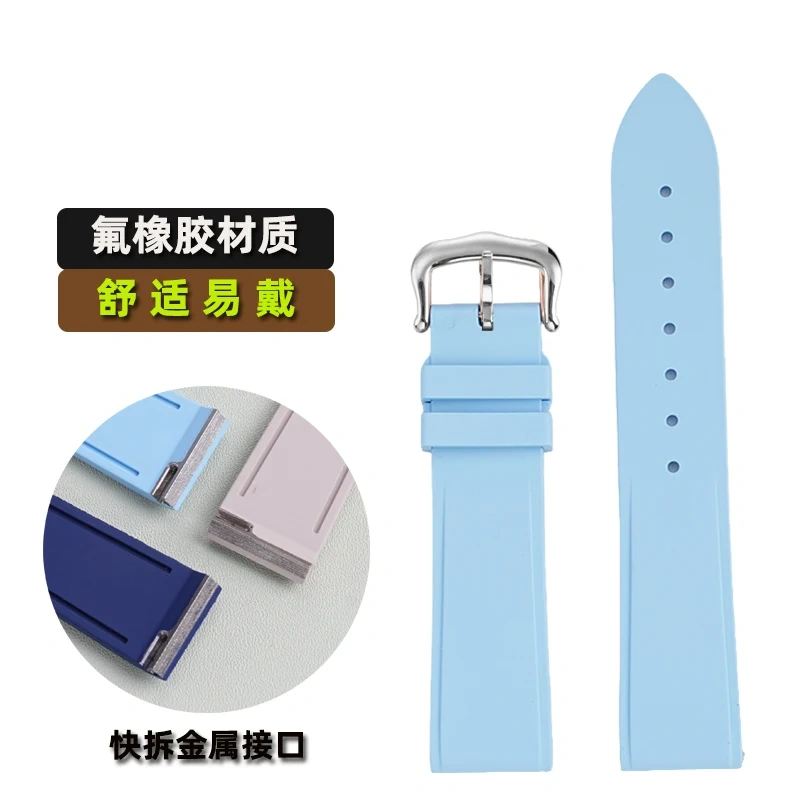 Quick Release Fluorine Rubber Watch Band For Cartier Santos Dumont Viton Men Women's Fkm Watch Strap 15.5mm 17.5mm Accessories